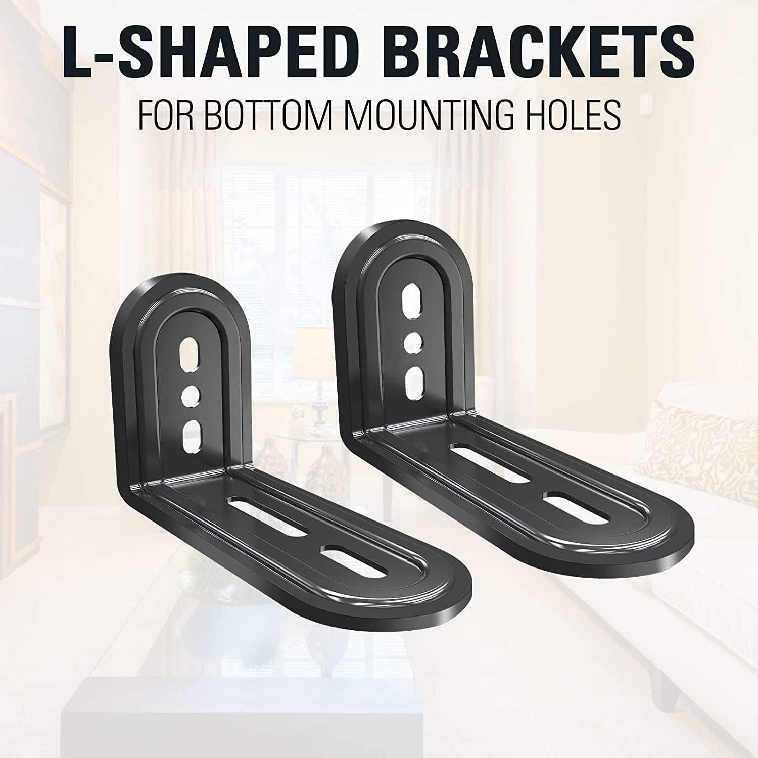 L shape bracket for soundbar with holes at the bottom