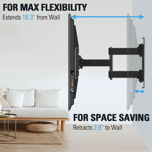articualting TV mount with 16.3'' extension and 2.6'' low profile