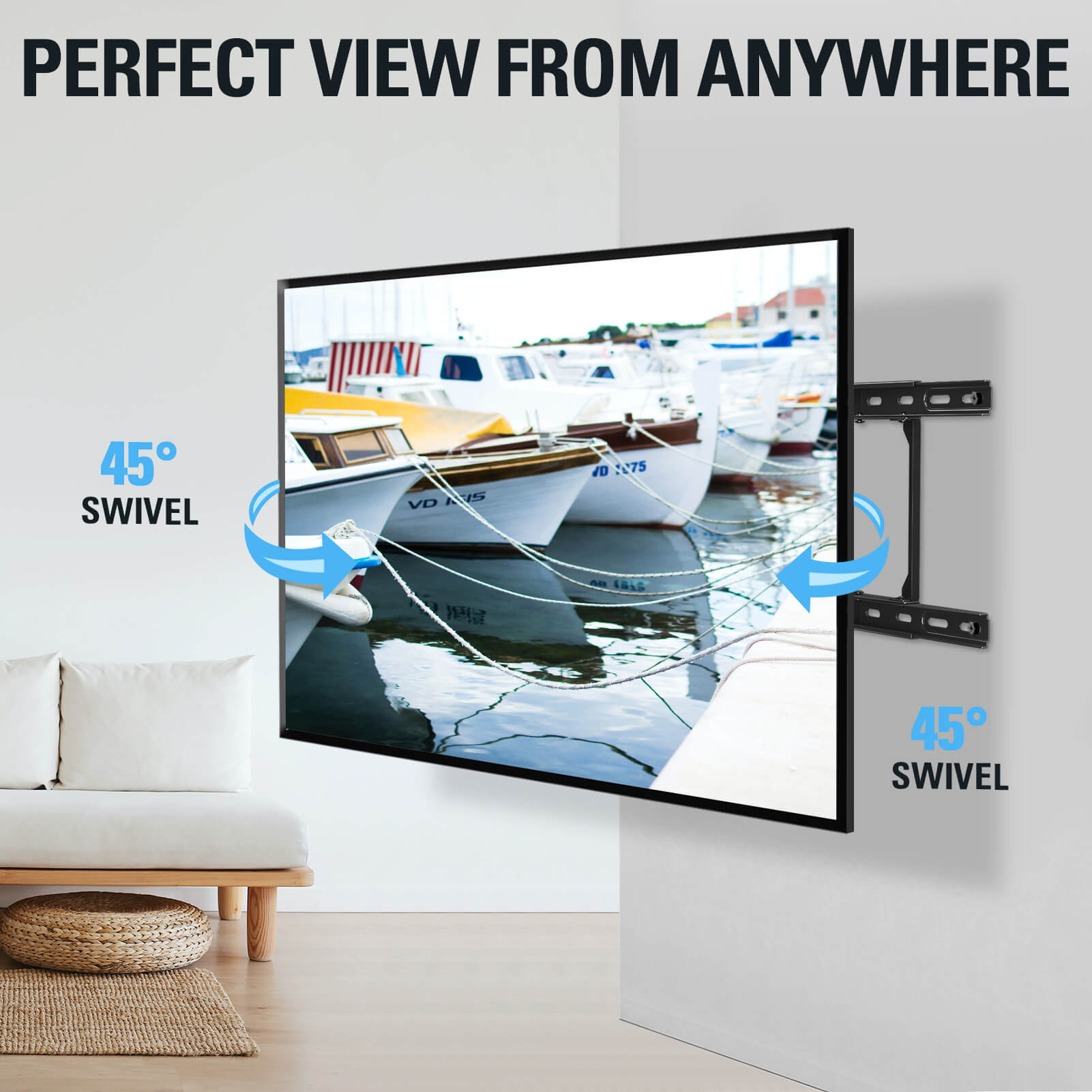 swivel TV mount allows perfect viewing from anywhere