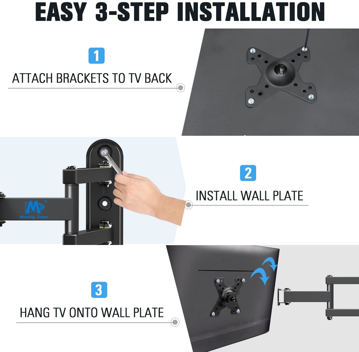 install the TV mount in easy 3 steps