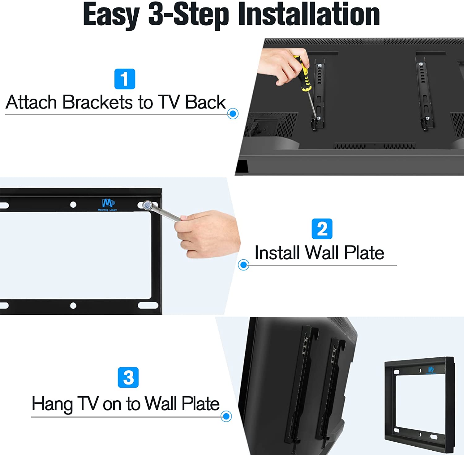 installing TV wall mount in 3 simple steps