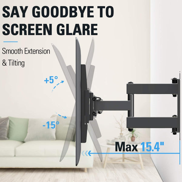 TV wall mount tilts the TV down to reduce glare