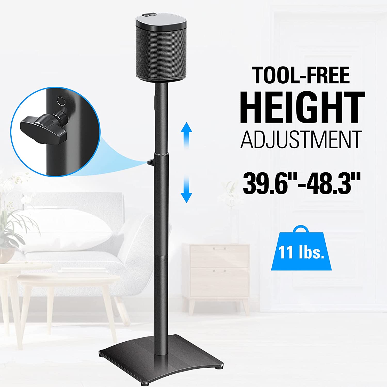 2 tool-free height adjustable speaker stands