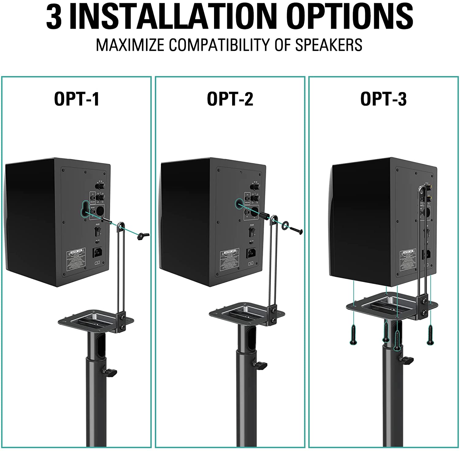 speaker stands offers 3 installation options