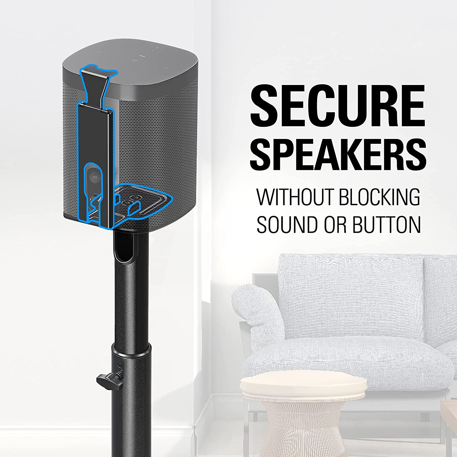 1 secure the speakers without blocking the sound or button