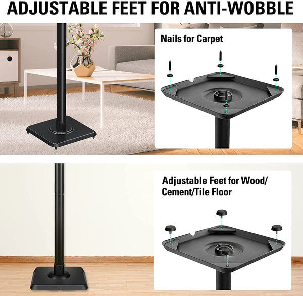 speakers stands with stable base for wood/cement/tile floor