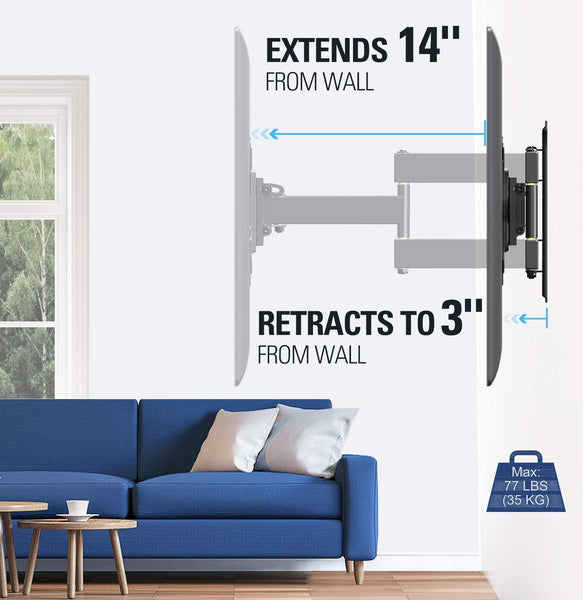 extendable TV mount with 14'' extension and 3'' low profile MD2413-S
