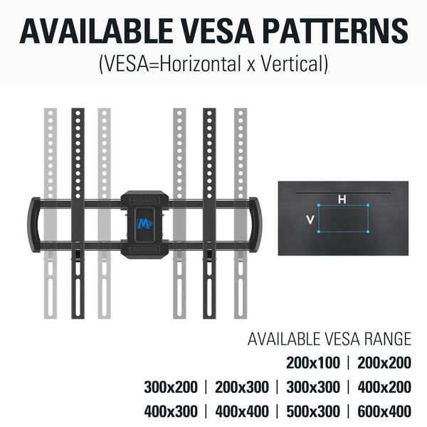 large TV wall mount for VESA from 200×100 to 600×400 mm