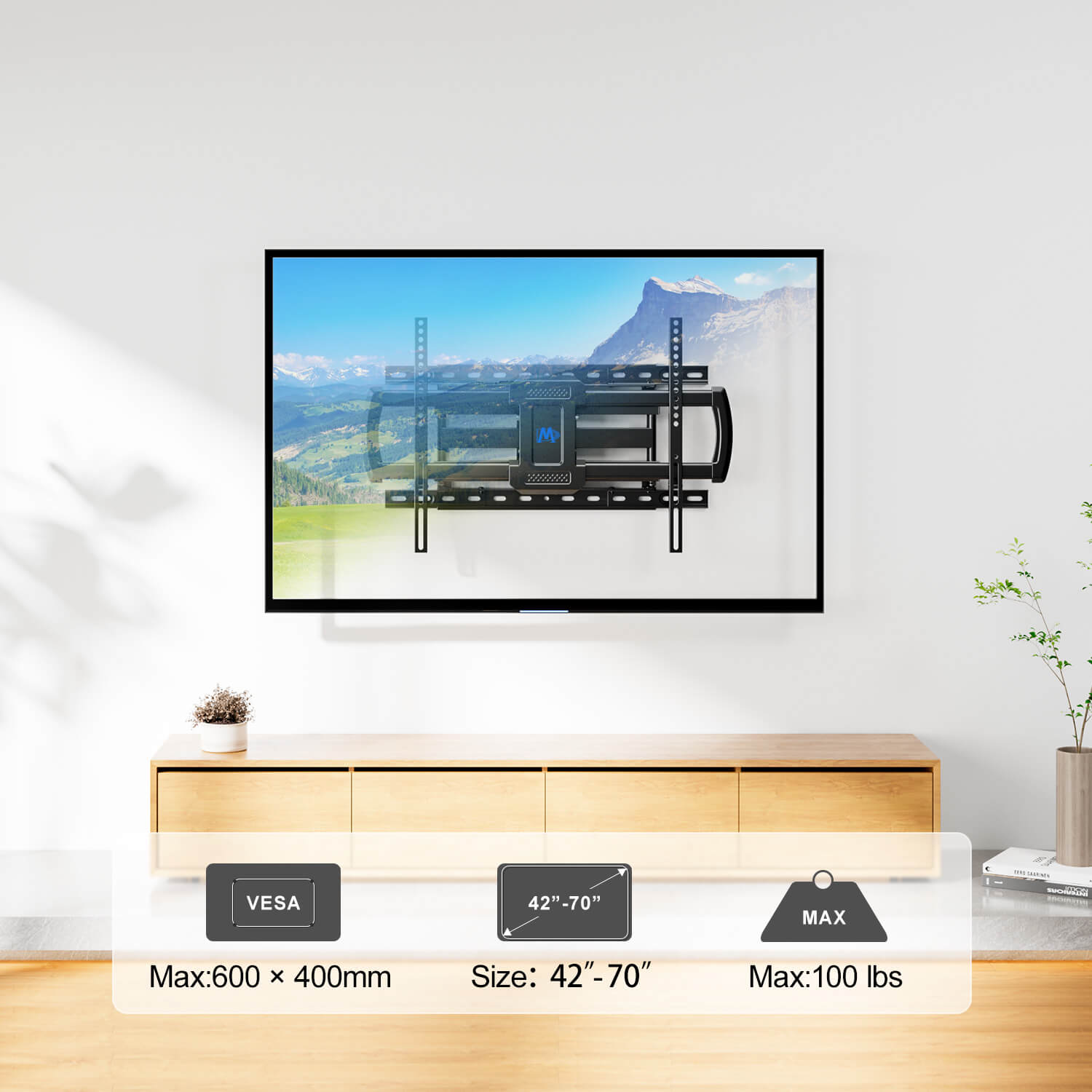 70 inch TV wall mount for VESA from 200×100 to 600×400