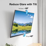 full motion TV wall mount tilts the TV down for comfortable viewing