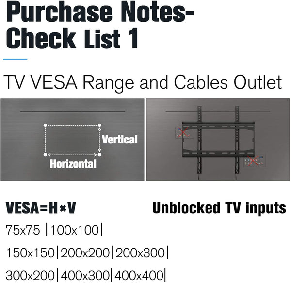 55 inch TV wall mount for VESA 200x200 to 400x400  