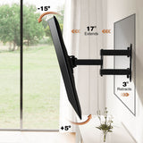 full motion TV wall mount tilts the screen up or down for comfortable viewing
