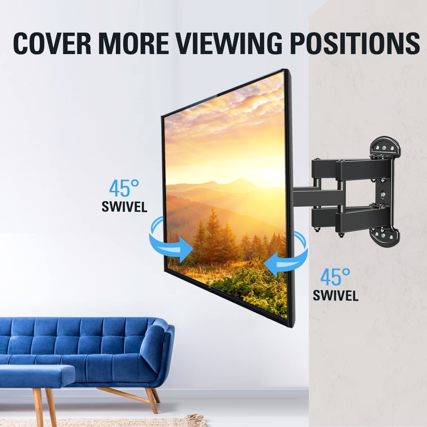 45 degree swivel tv wall mount for flexible viewing