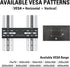 VESA mount fits with vesa 200 × 200 300 × 300 400 × 400