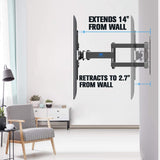 extendable tv mount with 14'' extension and 2.7'' flush