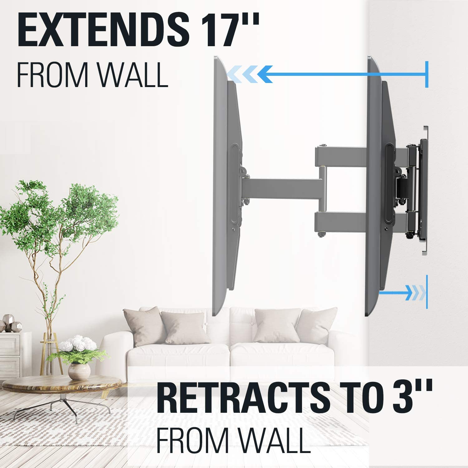 extend the TV 17'' from the wall for max flexibility
