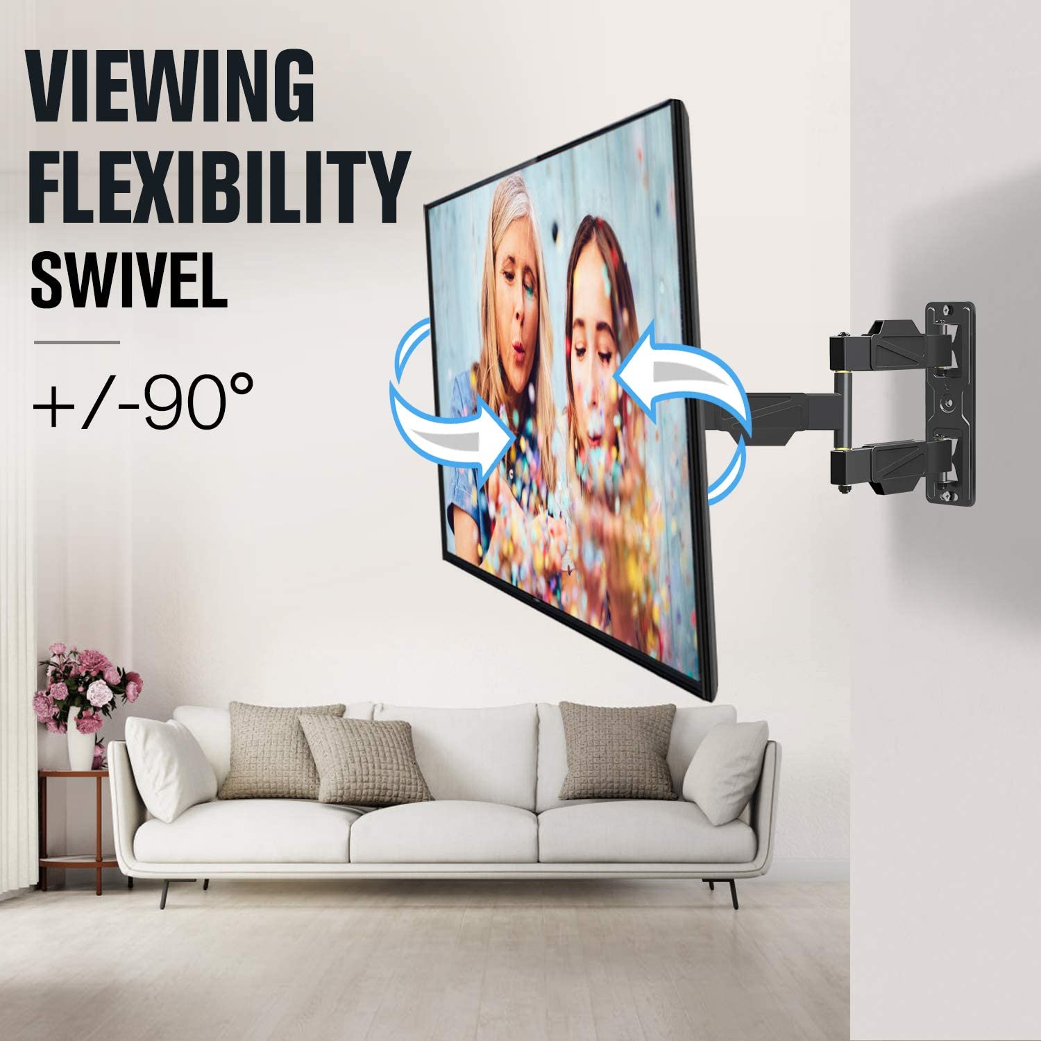 swivel tv wall mount swivels 90 degree left or right 