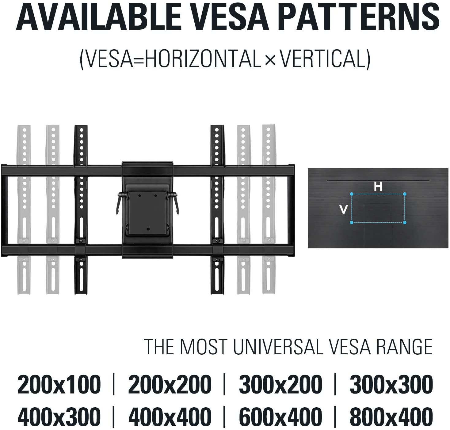 VESA 800 ×400, 600 ×400 Full motion TV mount 