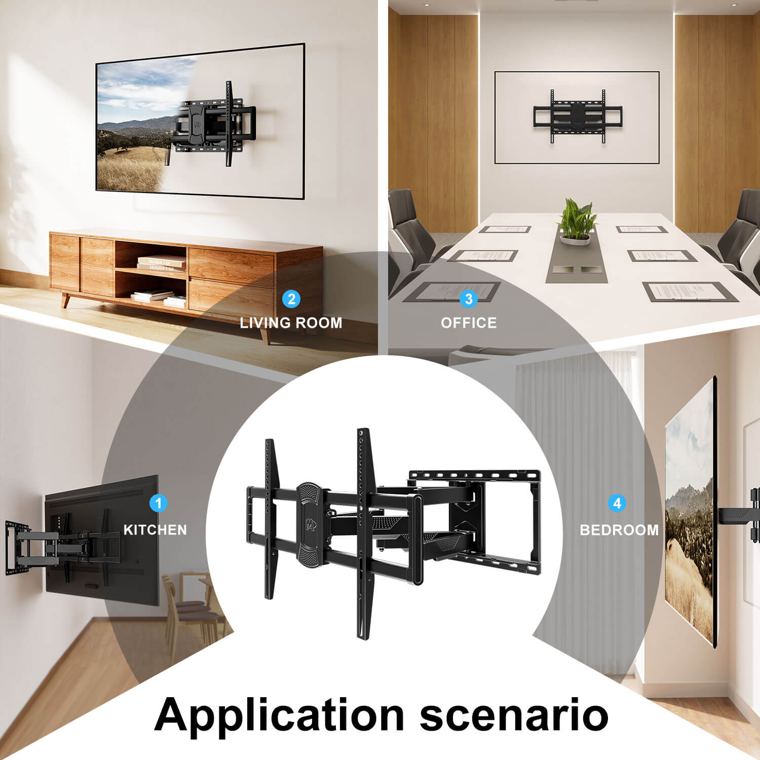 full motion TV mount with multiple uses